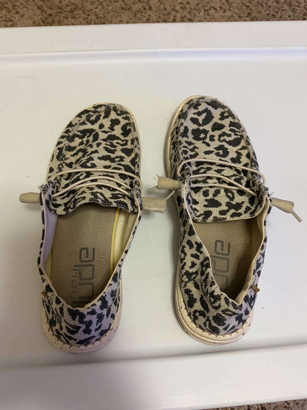 Hey Dude Women's Leopard Print Slip-On Loafers - Beige/Black